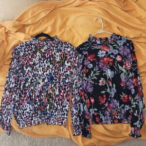 (2) 80s Park Floral Long Sleeve Dress shirts